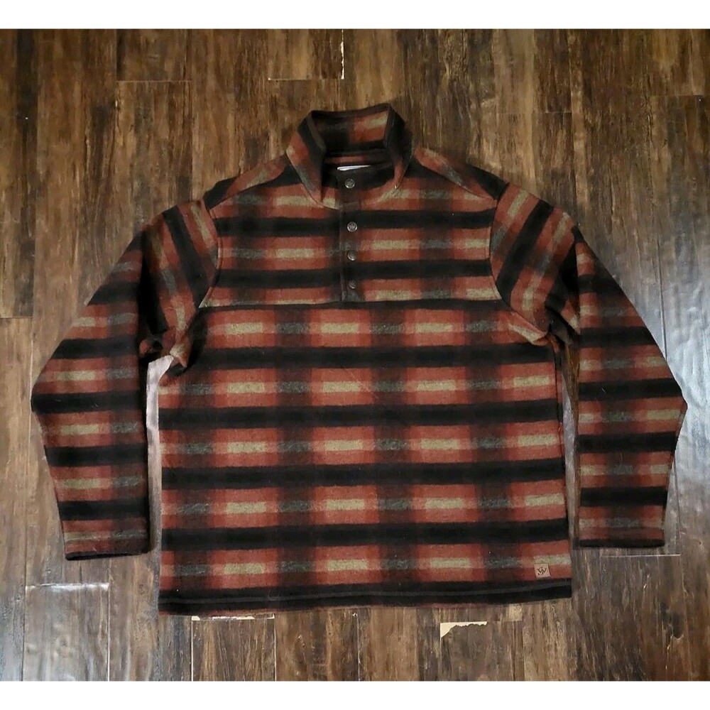 John Wayne 1/4 Snap Pullover Aztec Plaid Multicolor Wooly Fleece Jacket Men’s L
